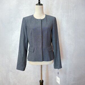 Calvin Klein Womens Peplum Blazer Regular Gray Size 8